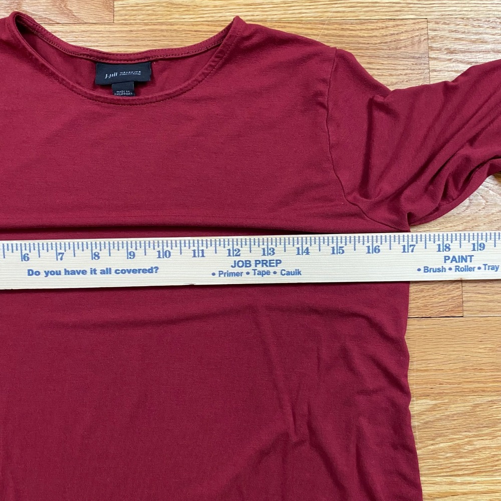 J.Jill Wearever Top Womens XS 3/4 Sleeve Burgundy Dark Academia Casual - Picture 3 of 6